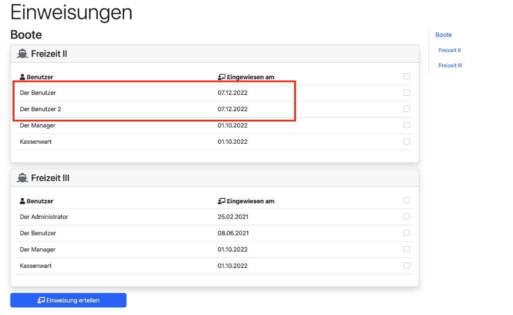 Die Einweisung ist aktualisiert